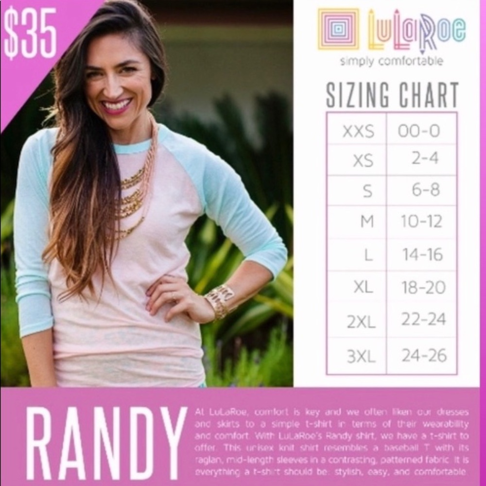 Lula Roe “Randy” Baseball Style shirt NWT - Picture 4 of 11